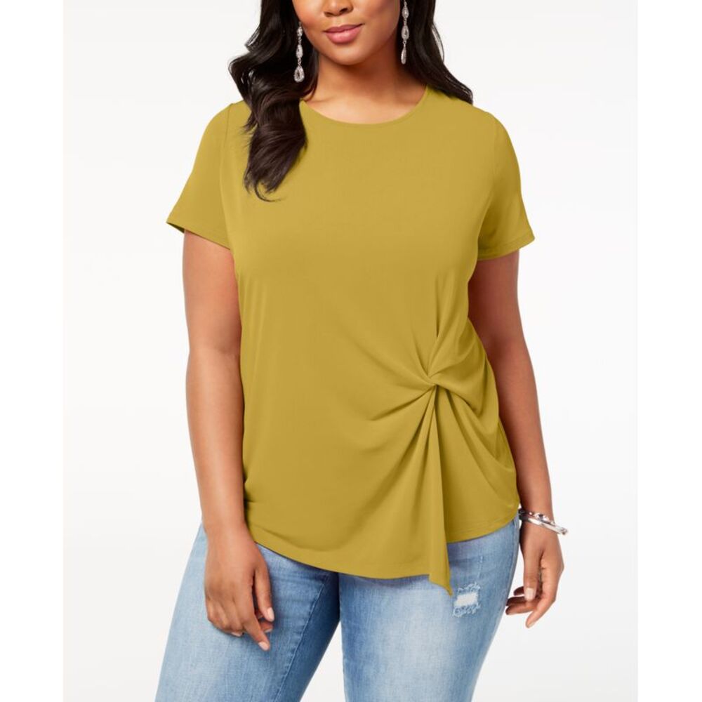 Plus Size Twisted Asymmetrical Top